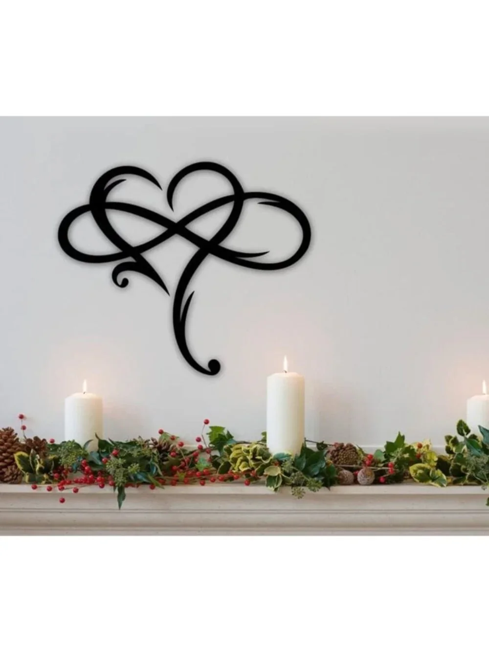Unique Infinity Heart Metal Wall Art Decor - Love Sign for Home & Wedding